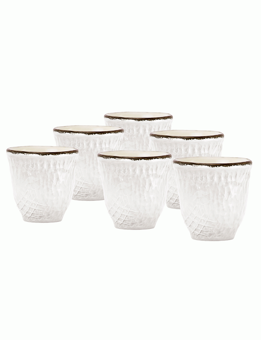 Conjunto 6 Chávenas Café Preta Branco
