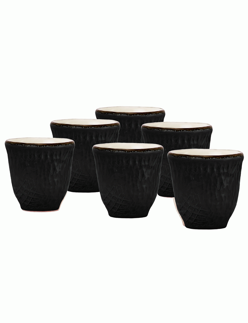 Conjunto 6 Chávenas Café Preta Preto