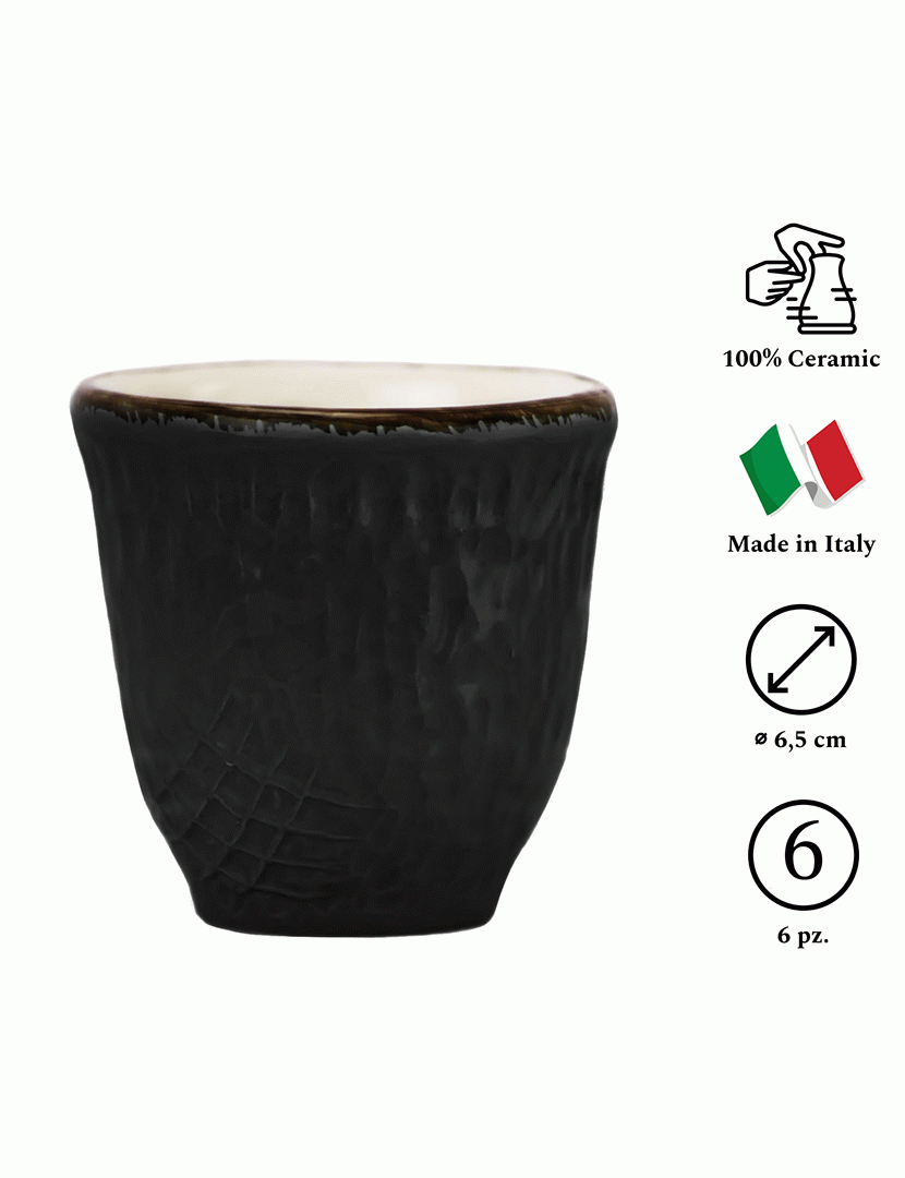 Conjunto 6 Chávenas Café Preta Preto