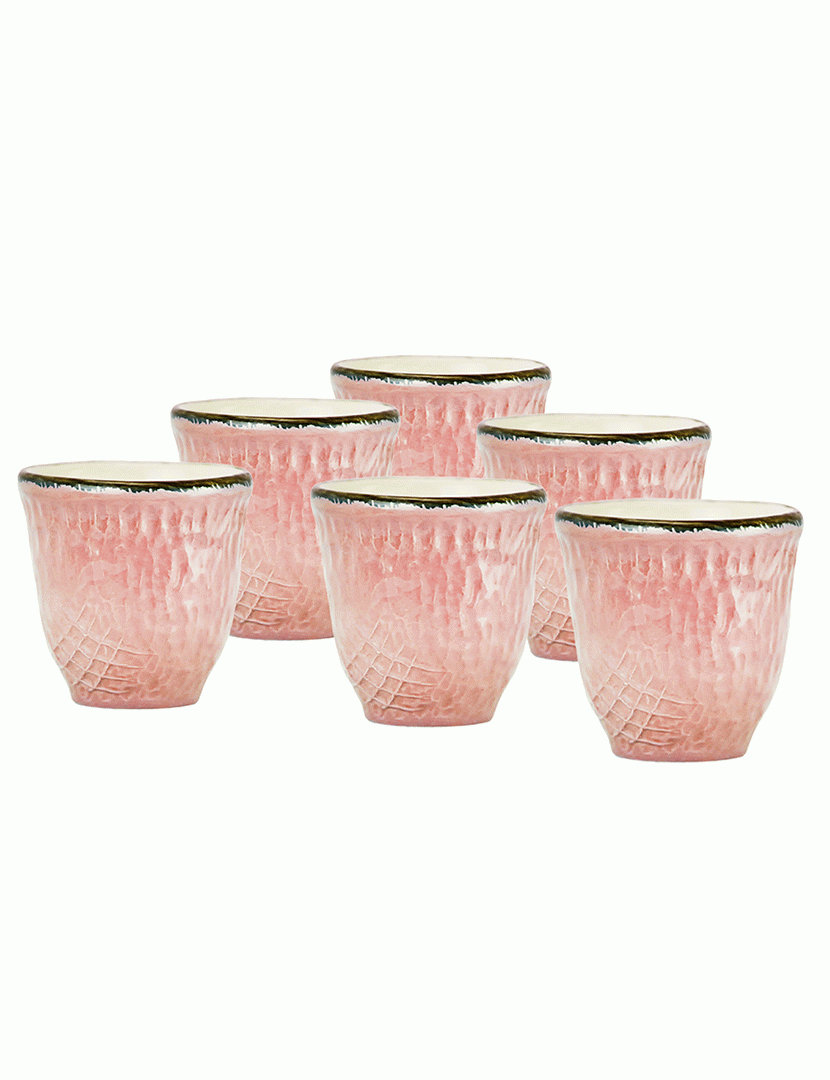 Conjunto 6 Chávenas Café Preta Rosa