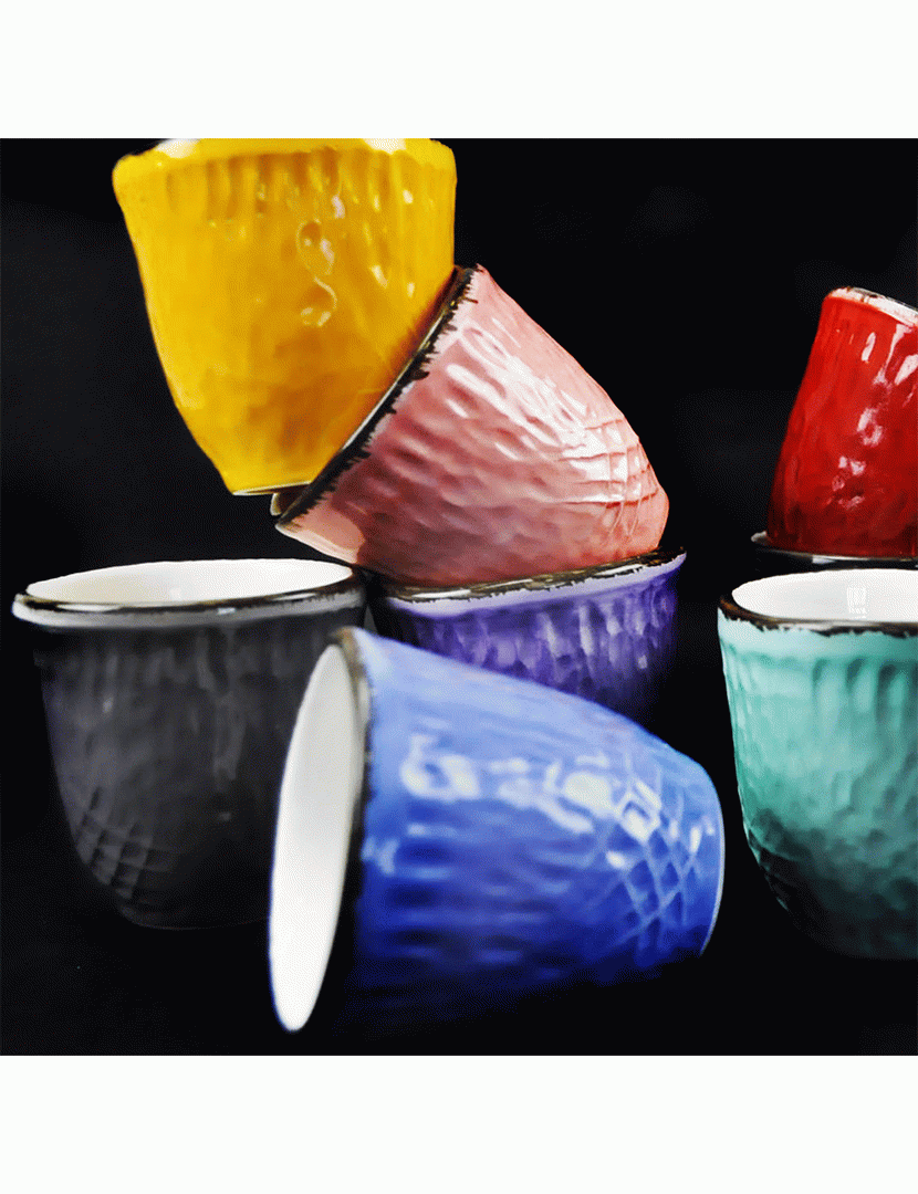 Conjunto 6 Chávenas Café Preta Rosa