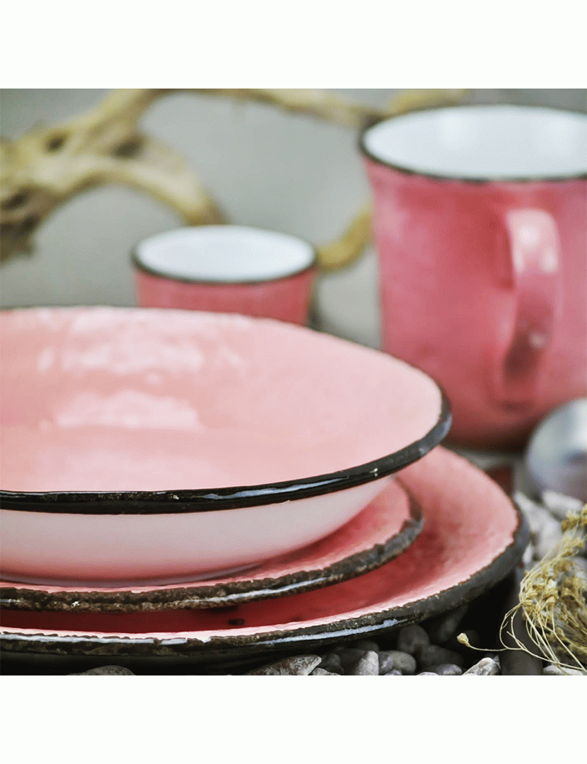 Conjunto 6 Chávenas Café Preta Rosa