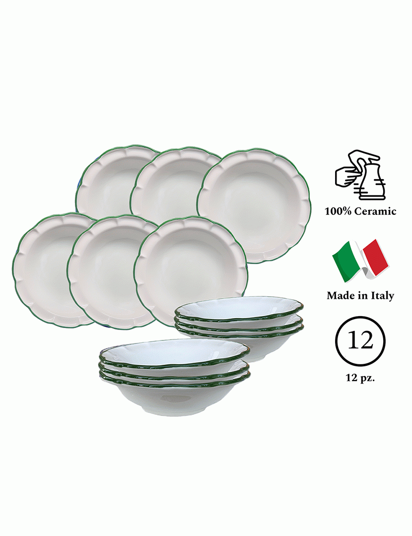 Serviço Loiça 12 Peças Dolcevita Filo Verde