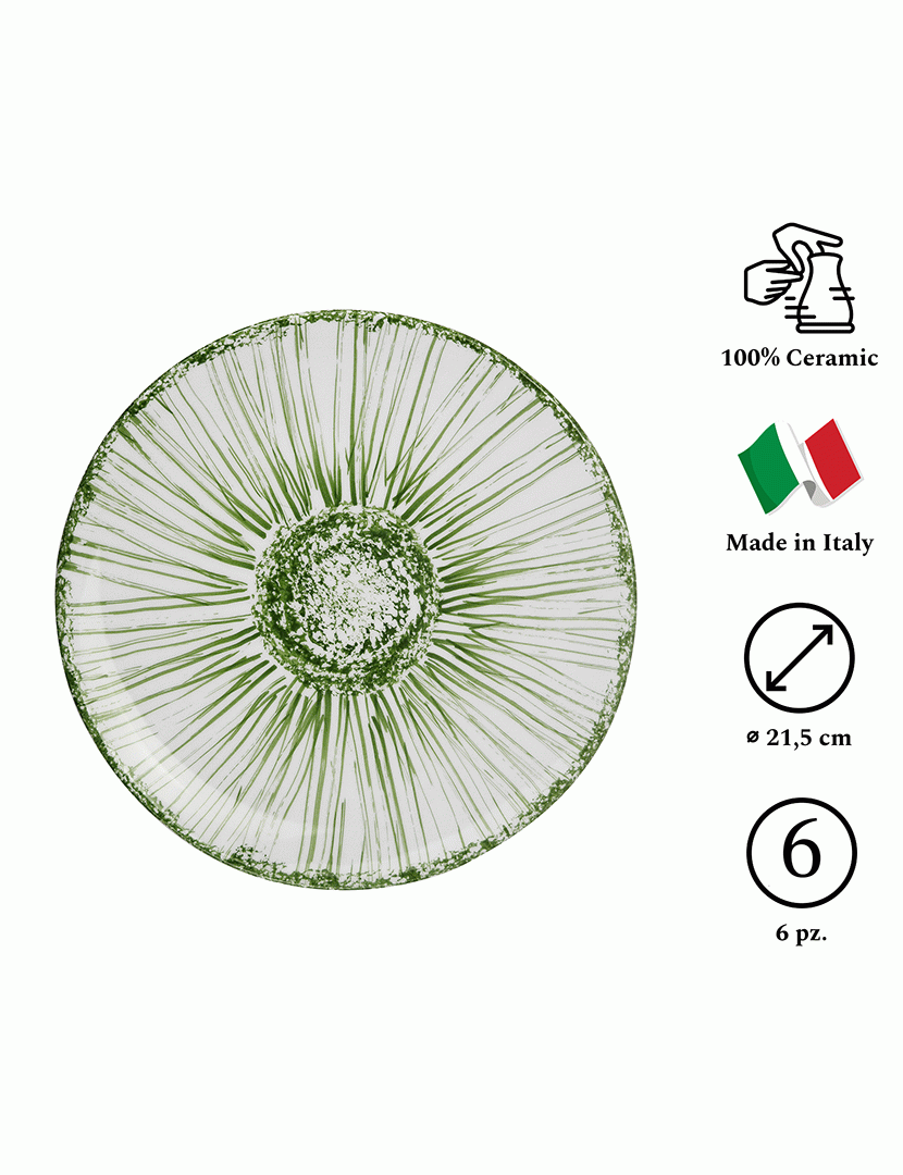 Conjunto 6 Pratos Sobremesa Girasole Verde