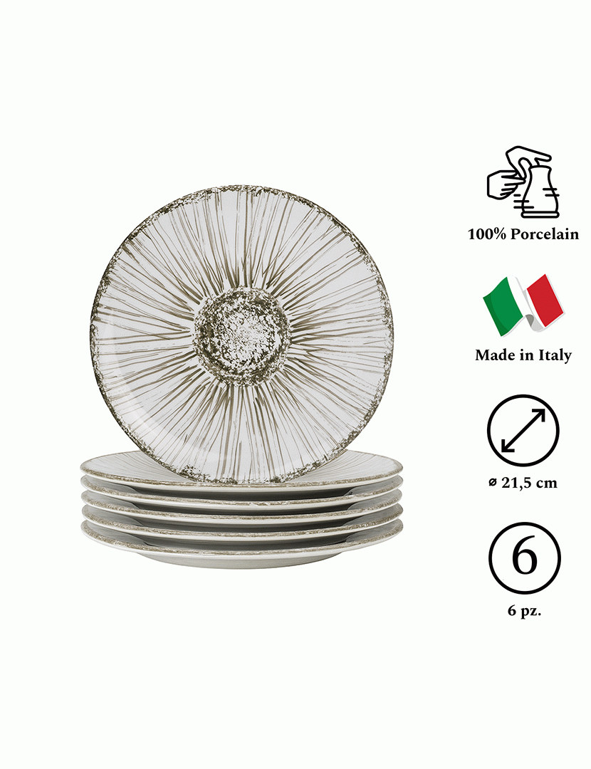 Conjunto 6 Pratos Sobremesa Girasole Taupe