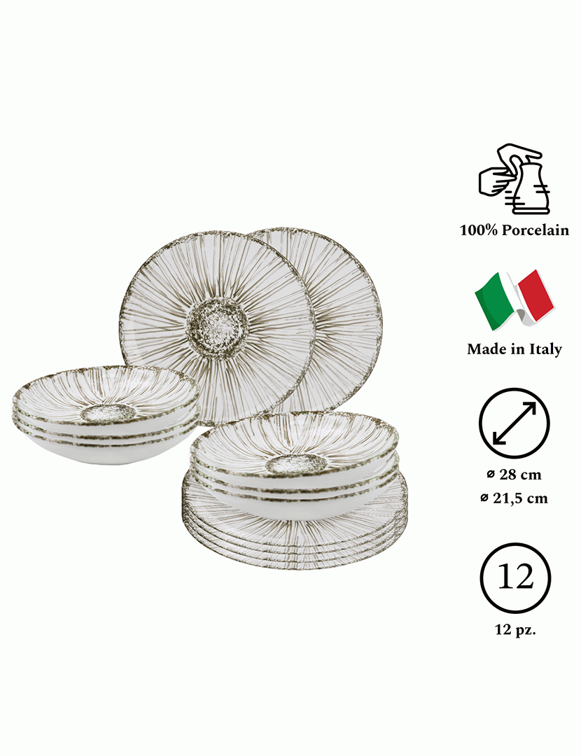 Serviço Loiça 12 Peças Girasole Taupe