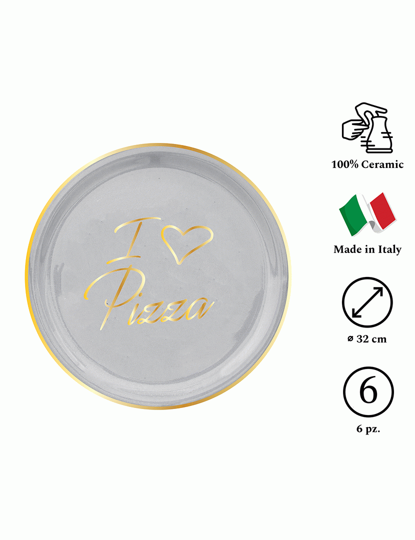 Prato Pizza I Love Pizza Branco