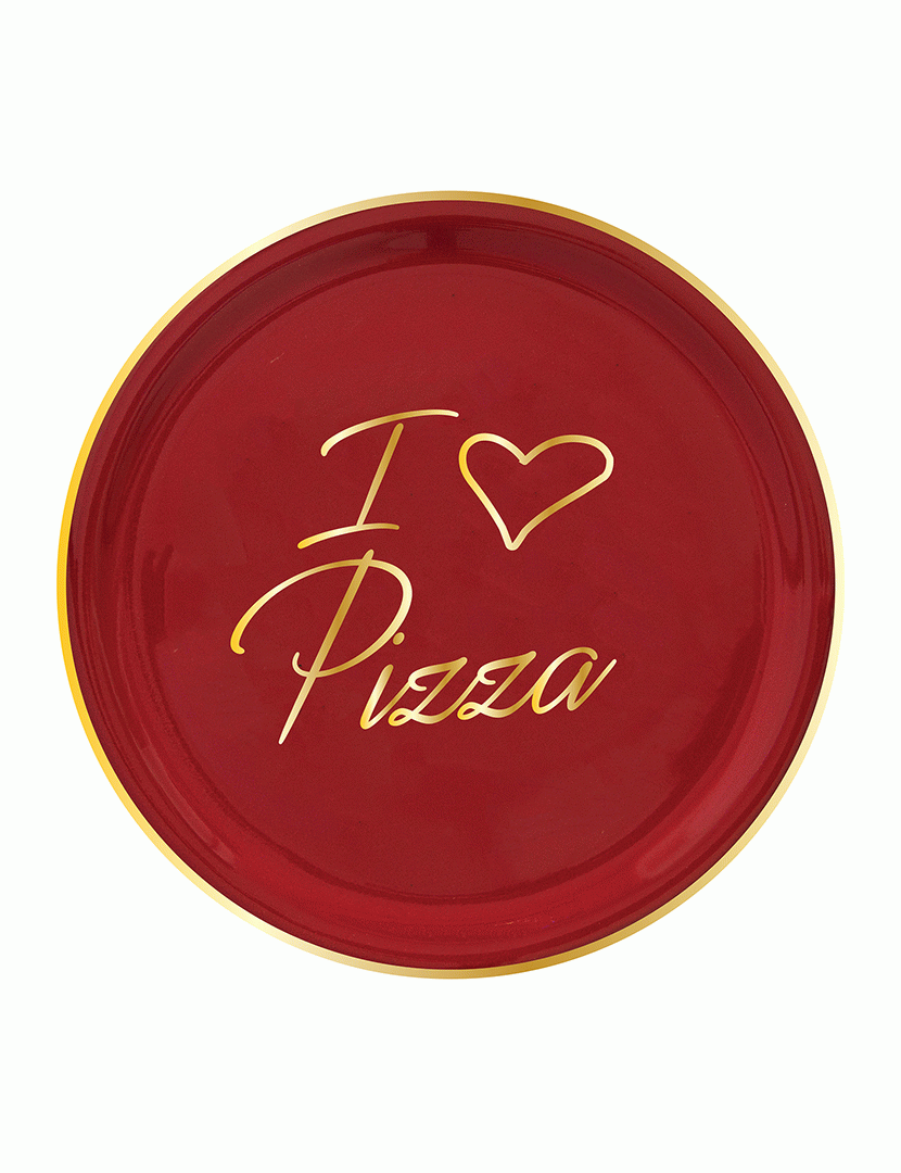 Prato Pizza I Love Pizza Vermelho