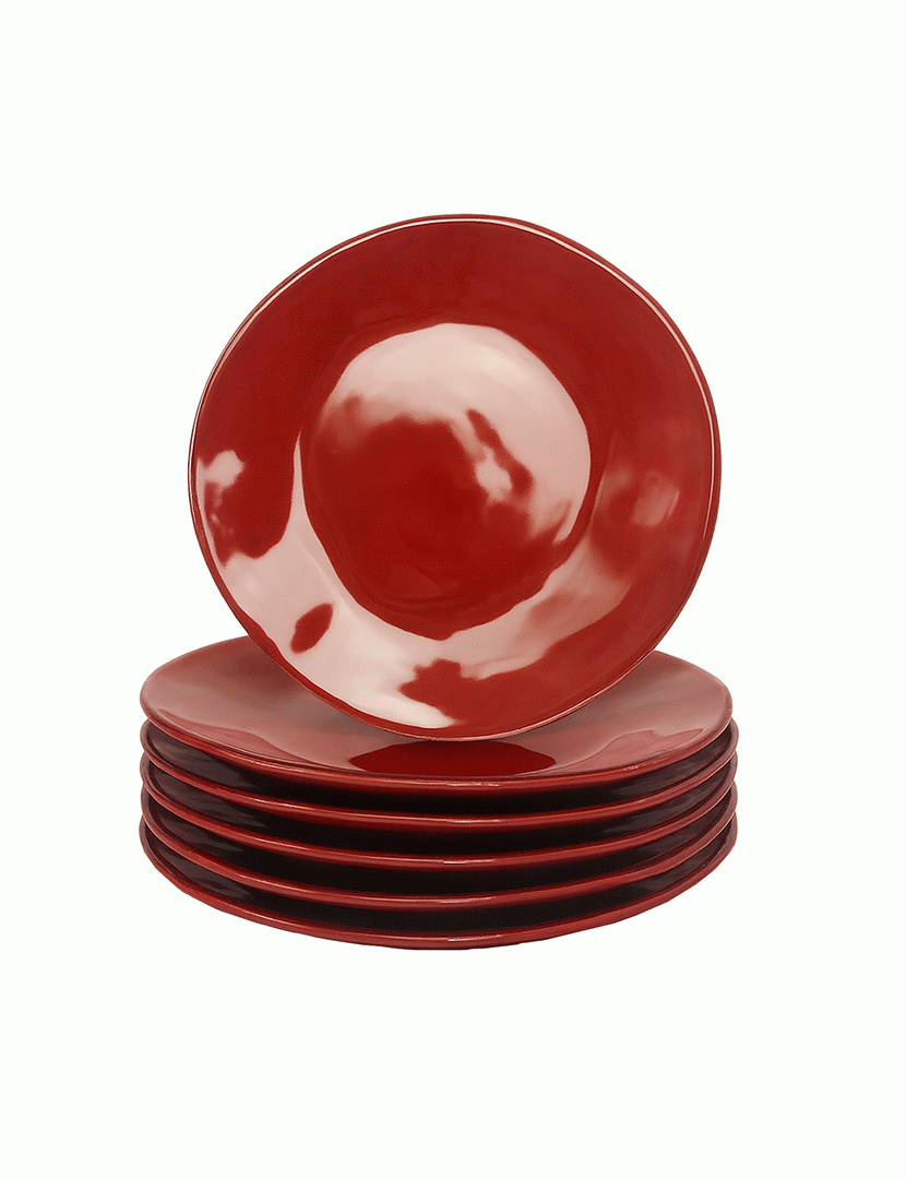 Conjunto 6 Pratos Sobremesa 23 cm Materia Bordeaux