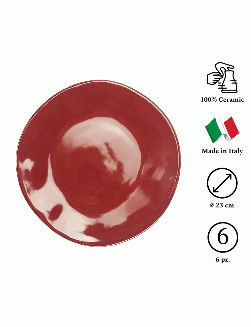Conjunto 6 Pratos Sobremesa 23 cm Materia Bordeaux