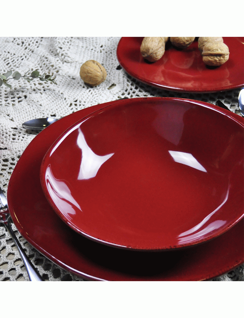 Conjunto 6 Pratos Sobremesa 23 cm Materia Bordeaux