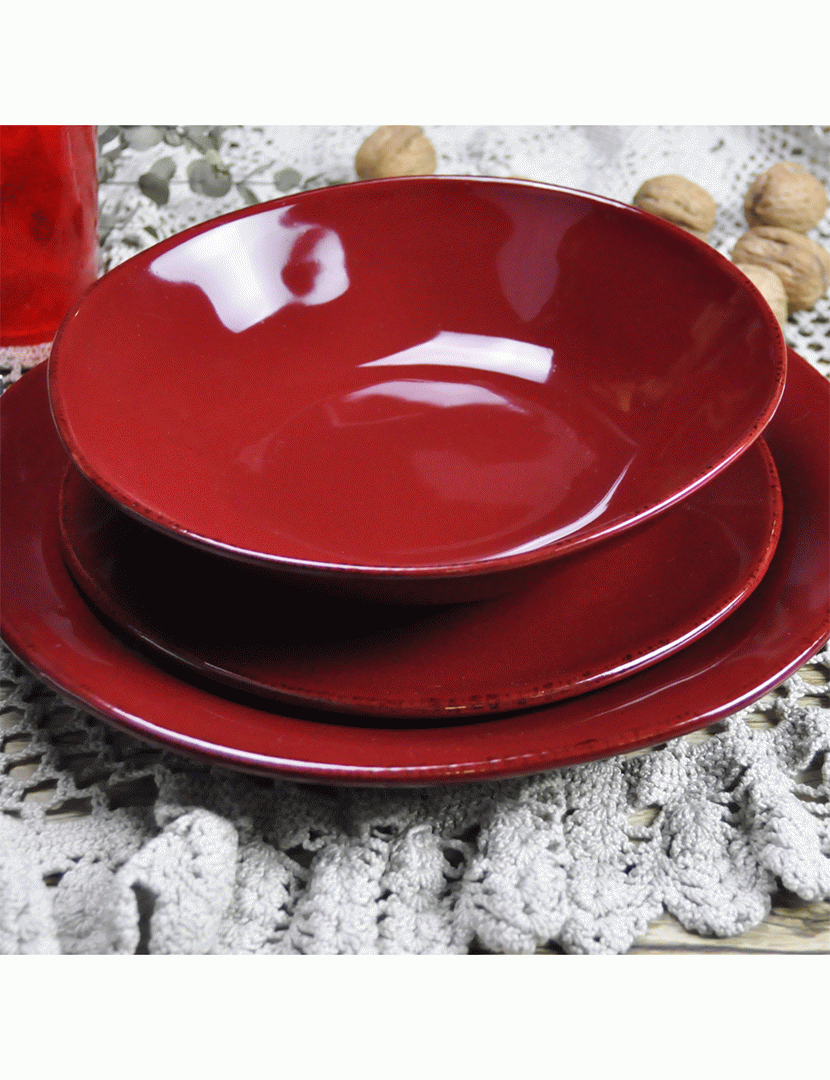 Conjunto 6 Pratos Sobremesa 23 cm Materia Bordeaux