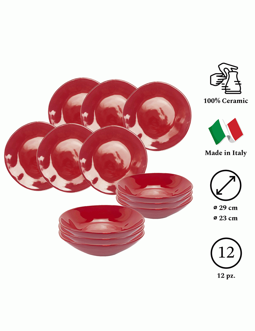 Serviço Loiça 12 Peças Materia Bordeaux