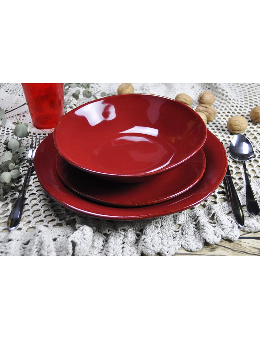 Serviço Loiça 12 Peças Materia Bordeaux