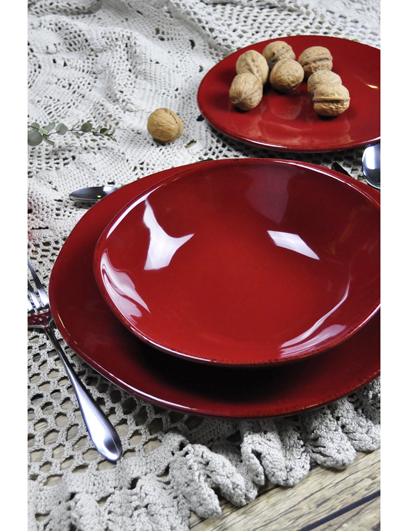 Serviço Loiça 12 Peças Materia Bordeaux