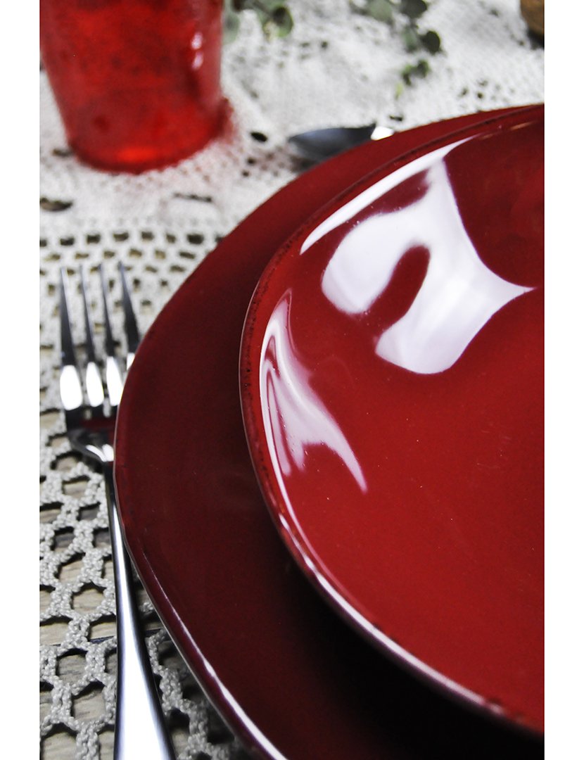 Serviço Loiça 12 Peças Materia Bordeaux