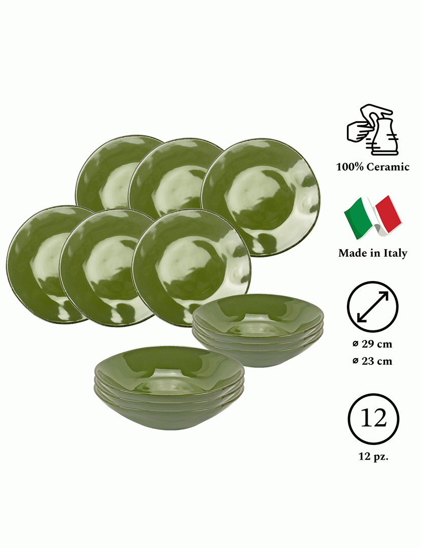 Serviço Loiça 12 Peças Materia Verde