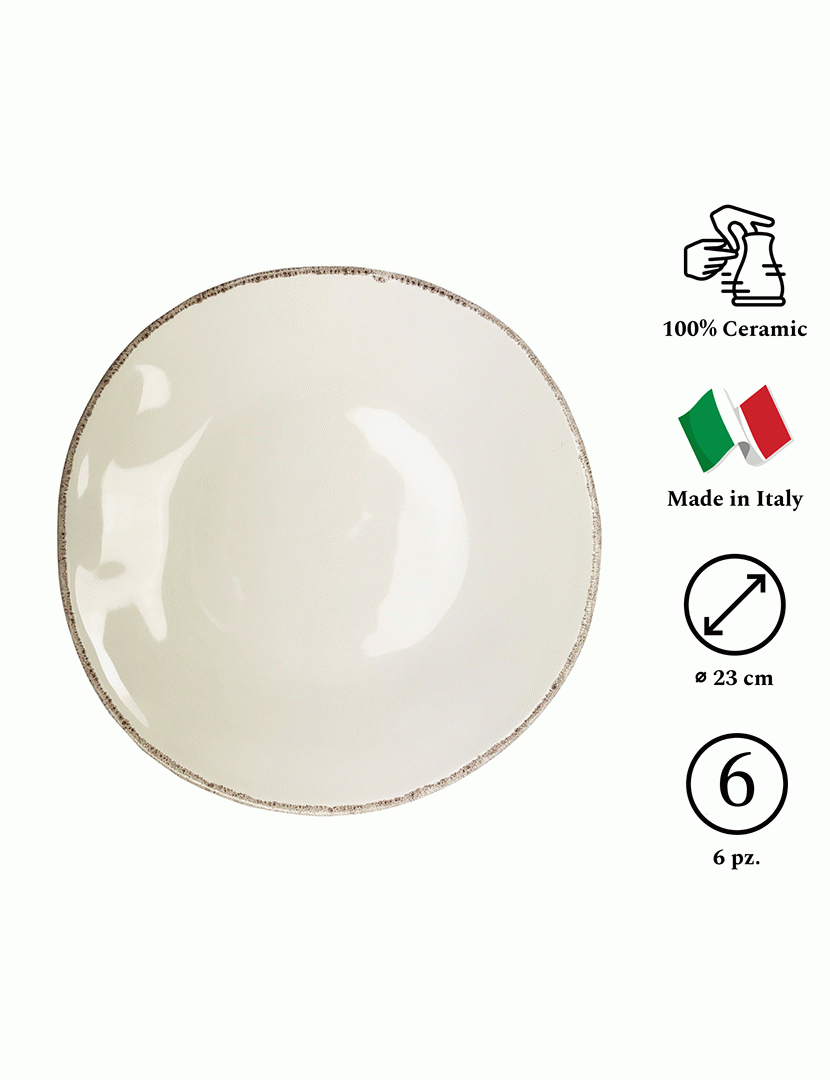 Conjunto 6 Pratos Sobremesa 23 cm Materia Branco