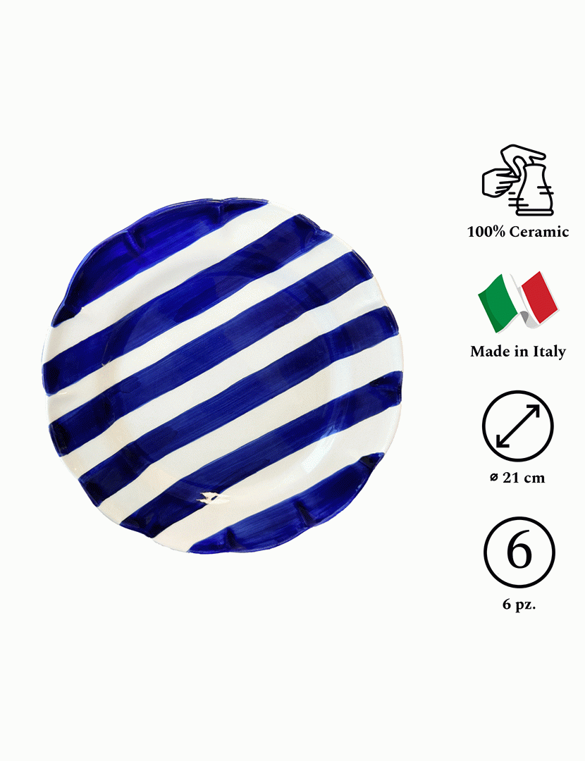 Conjunto 6 Pratos Sobremesa Dolcevita Nastro Azul