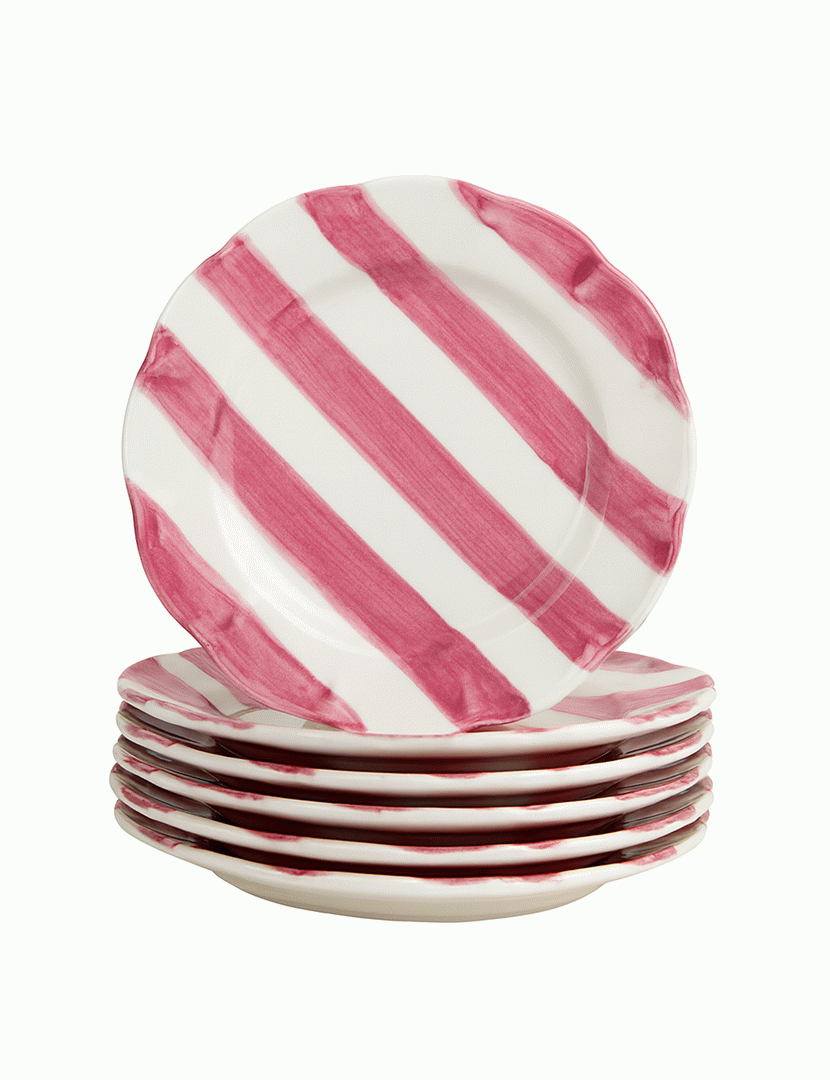 Conjunto 6 Pratos Sobremesa Dolcevita Nastro Rosa