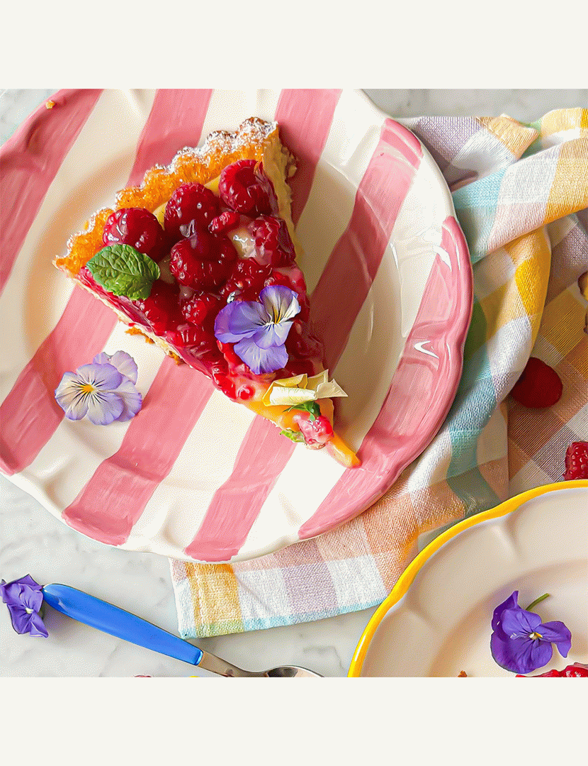 Conjunto 6 Pratos Sobremesa Dolcevita Nastro Rosa