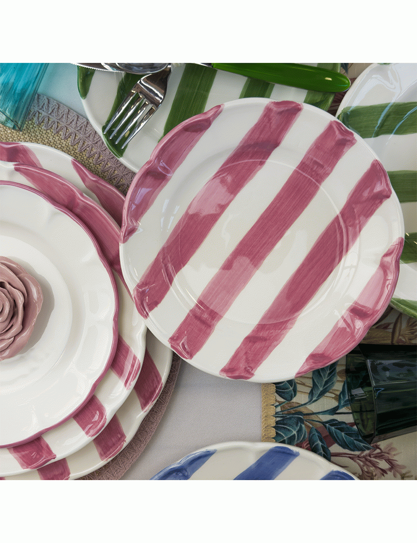 Conjunto 6 Pratos Sobremesa Dolcevita Nastro Rosa