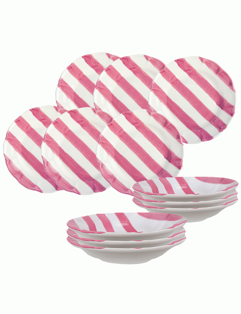 Serviço Loiça 12 Peças Dolcevita Nastro Rosa