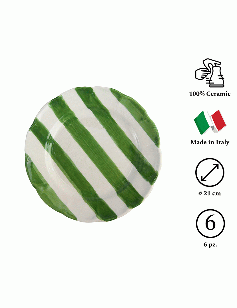 Conjunto 6 Pratos Sobremesa Dolcevita Nastro Verde