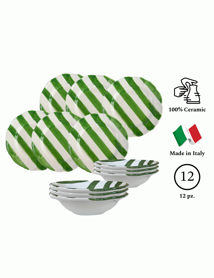 Serviço Loiça 12 Peças Dolcevita Nastro Verde