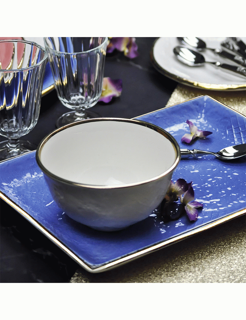 Travessa Preta 32x26 cm Dourado/Preto