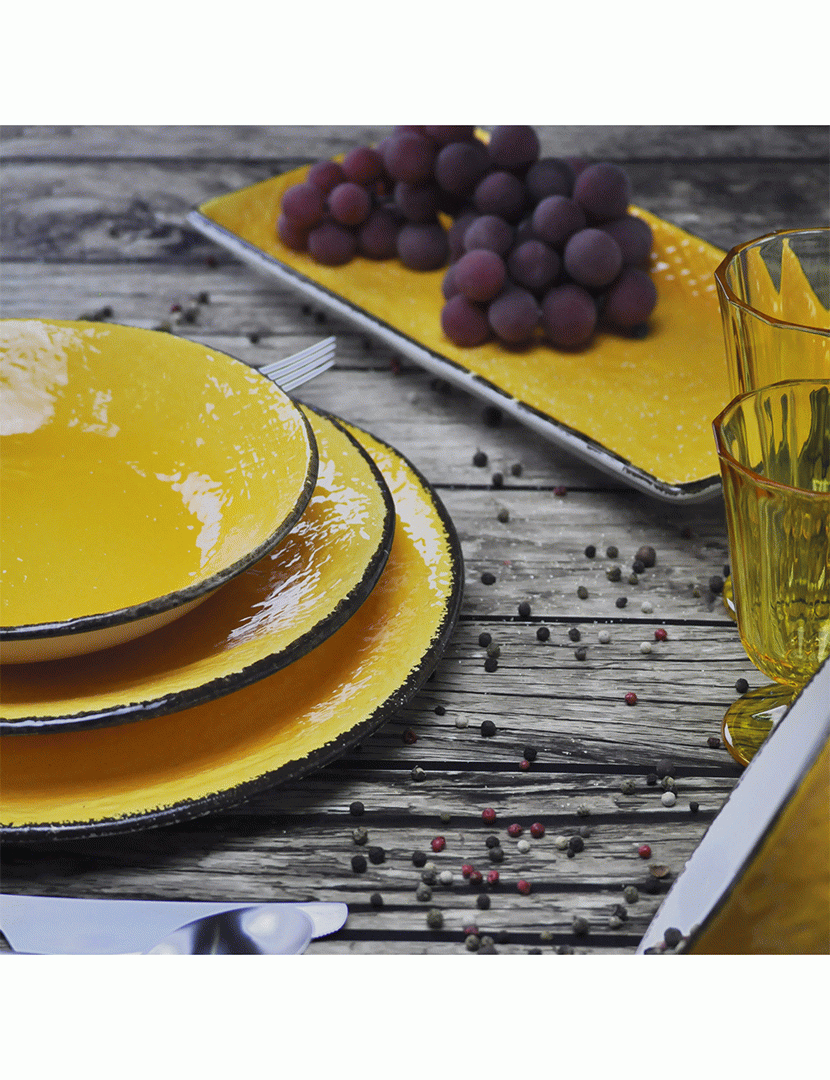 Travessa Preta 32x26 cm Dourado/Preto