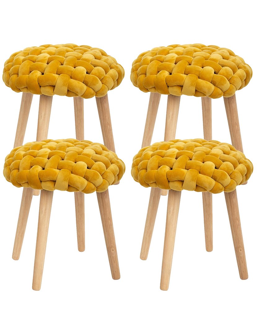 4 Assentos de tecido tricotado Amarelo Mostarda