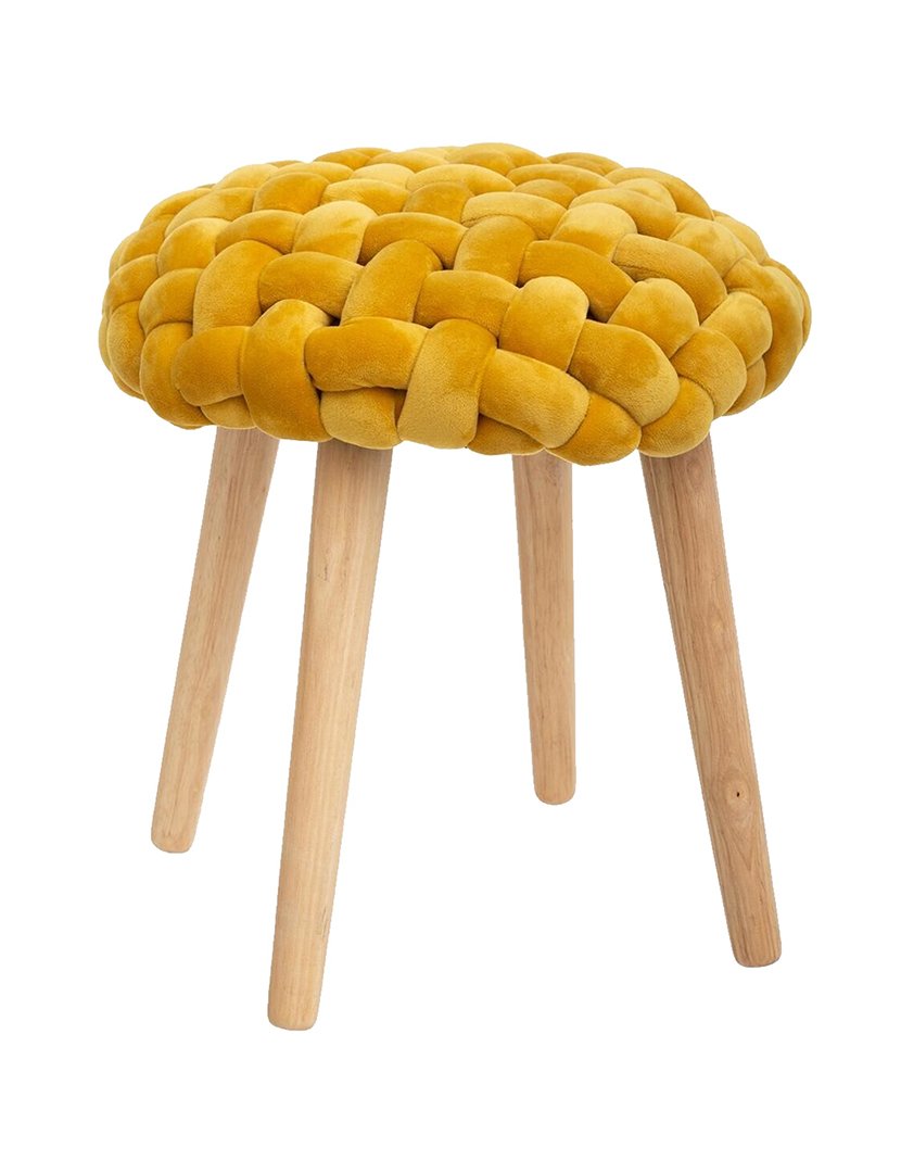 4 Assentos de tecido tricotado Amarelo Mostarda