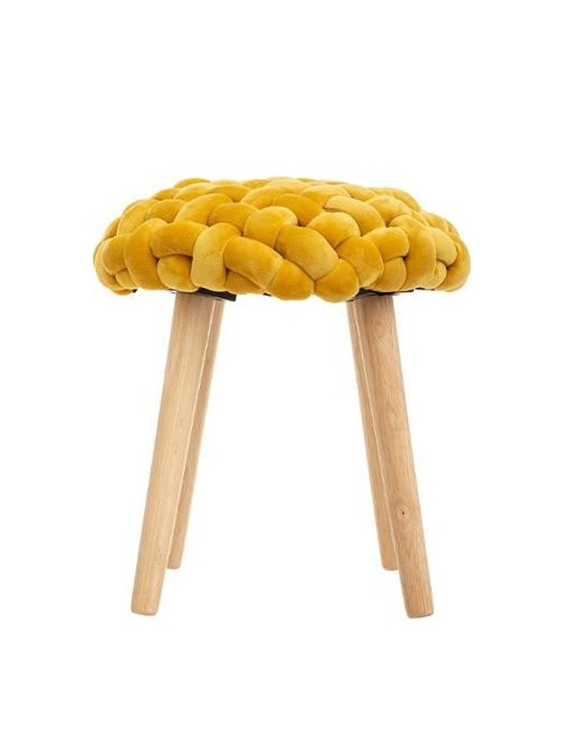 4 Assentos de tecido tricotado Amarelo Mostarda