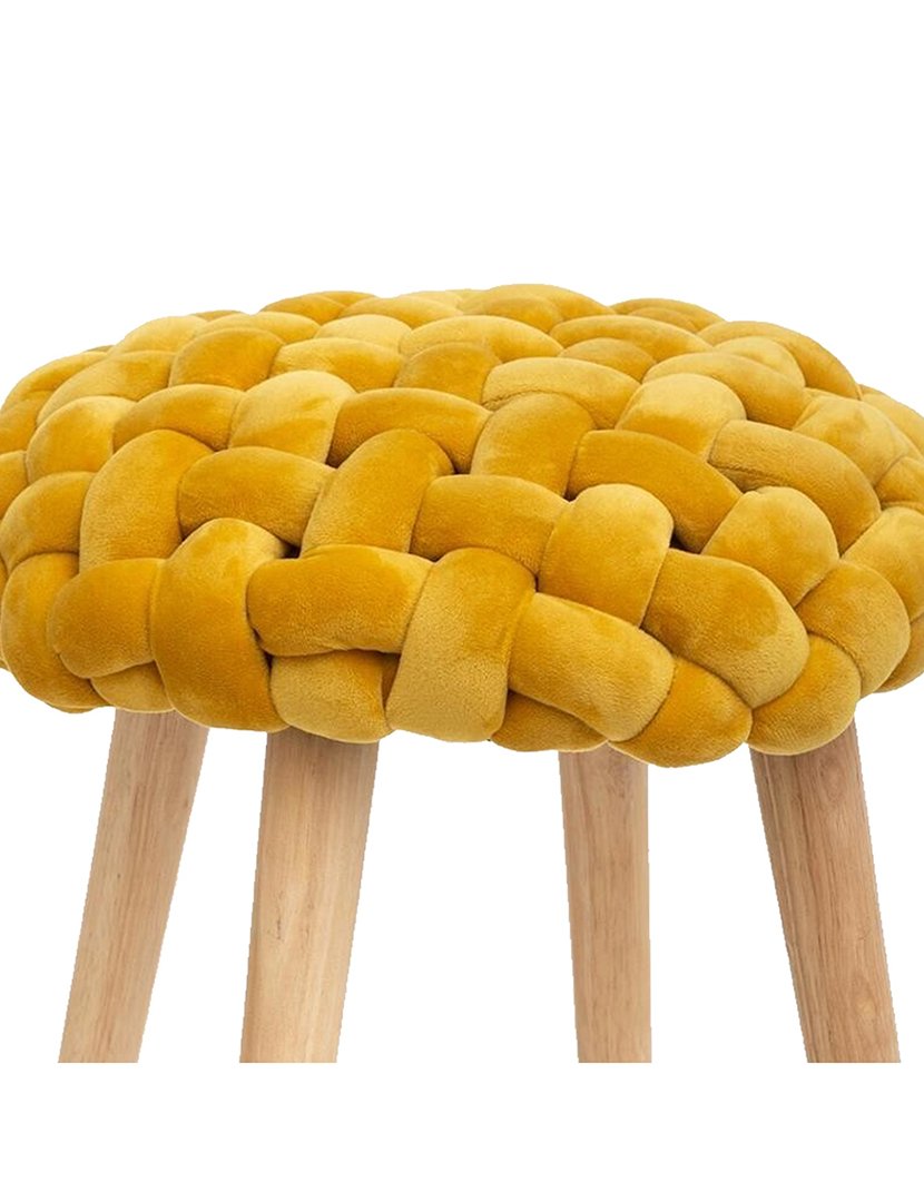 4 Assentos de tecido tricotado Amarelo Mostarda