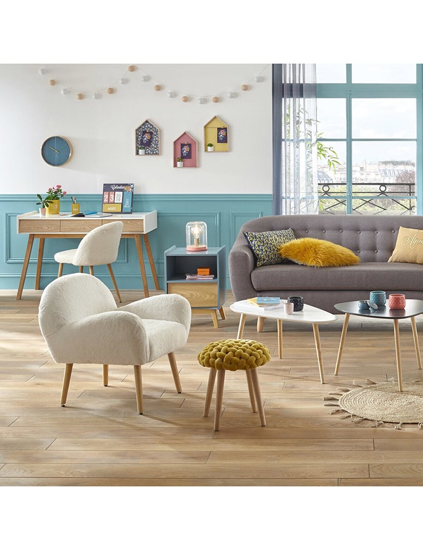 4 Assentos de tecido tricotado Amarelo Mostarda