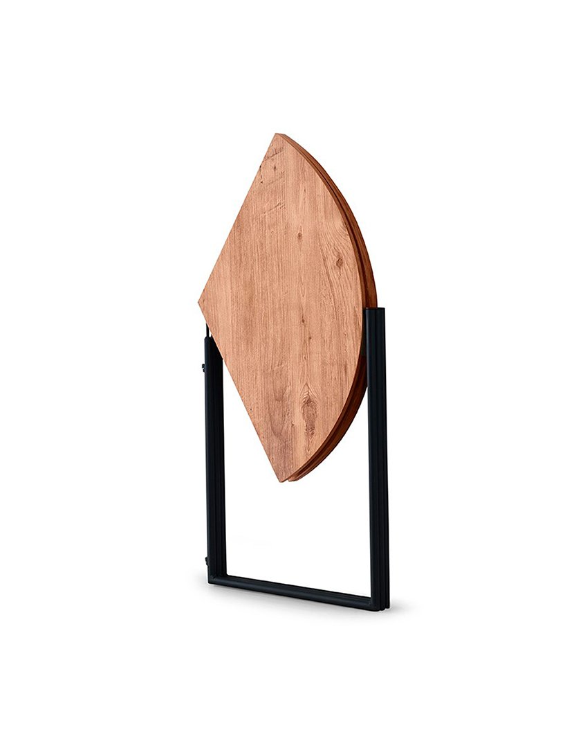 Mesa de jantar redonda com pés de metal