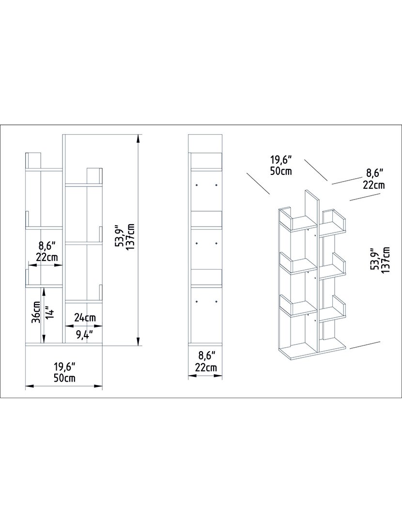 Estante de livros em melamina Branca