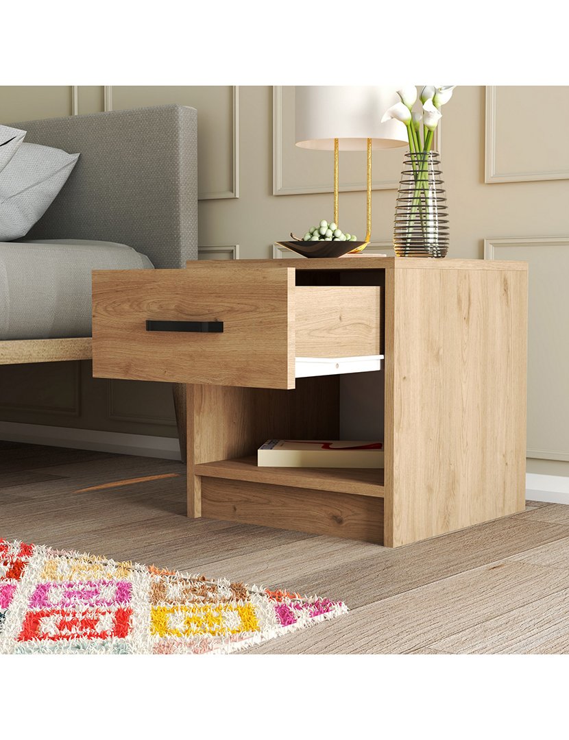 Mesa de cabeceira em melamina Carvalho