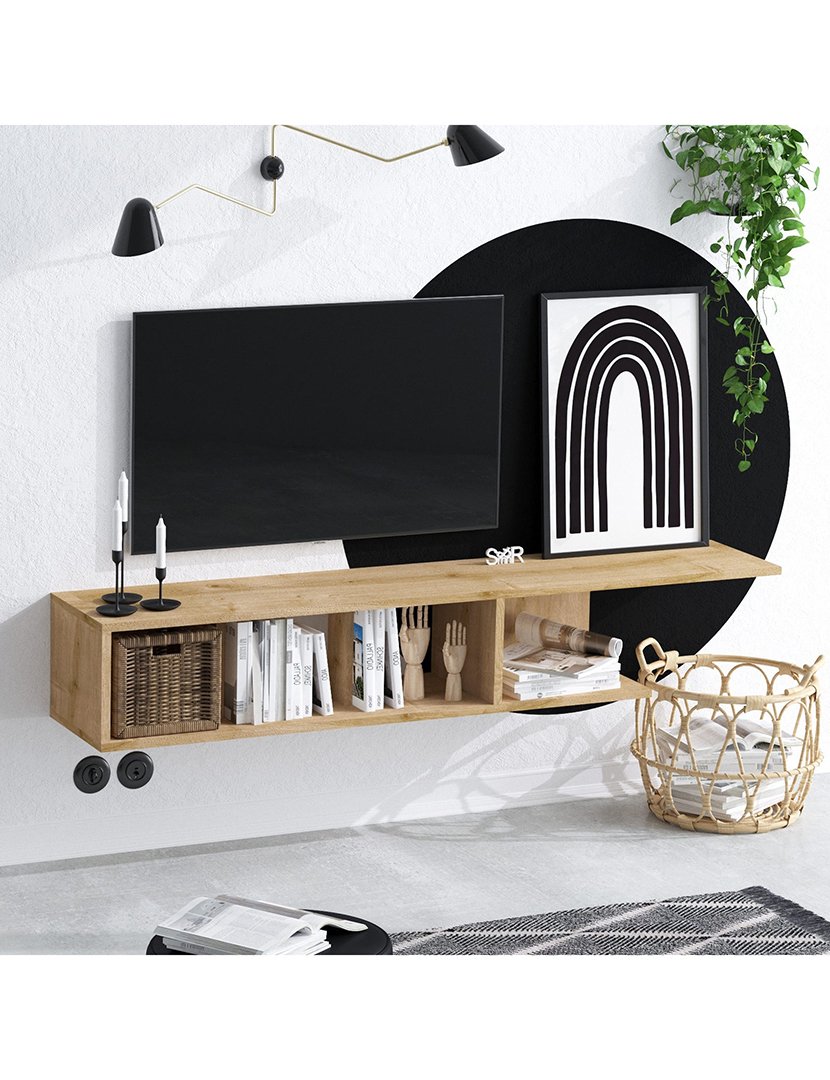 Móvel de TV em melamina Castanho Nogueira