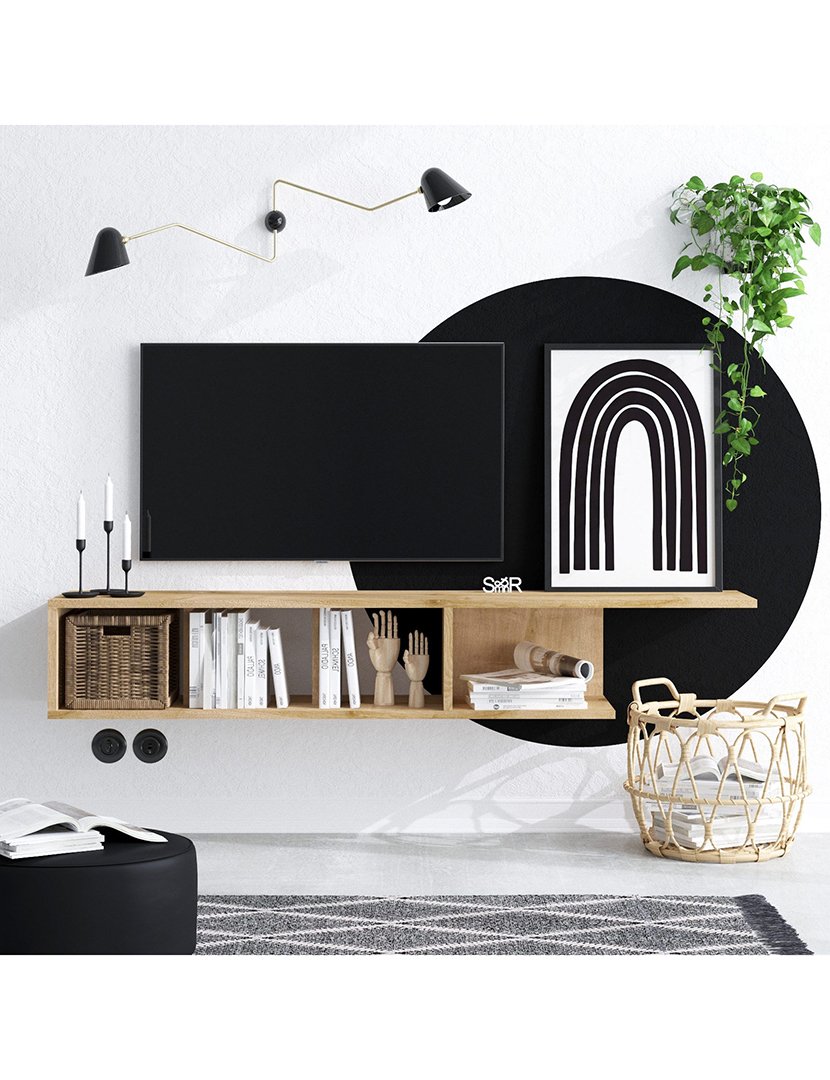 Móvel de TV em melamina Castanho Nogueira