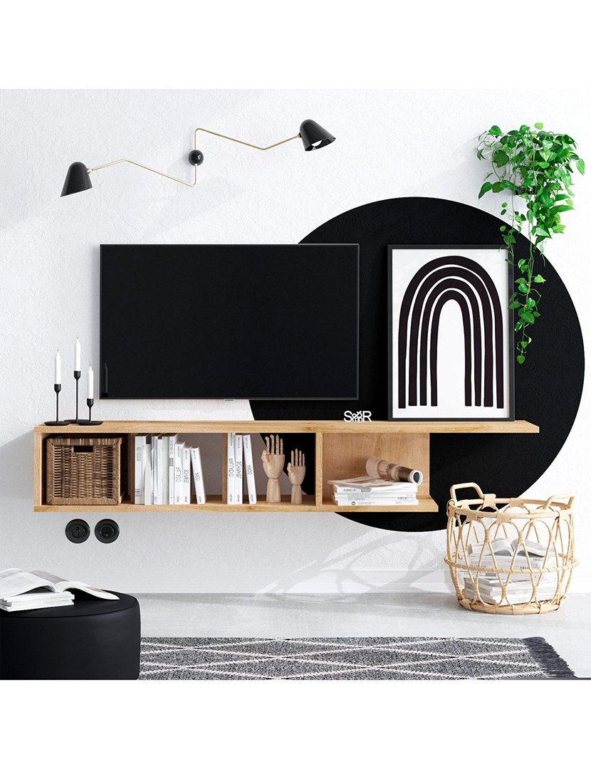 Móvel de TV em melamina Castanho Nogueira