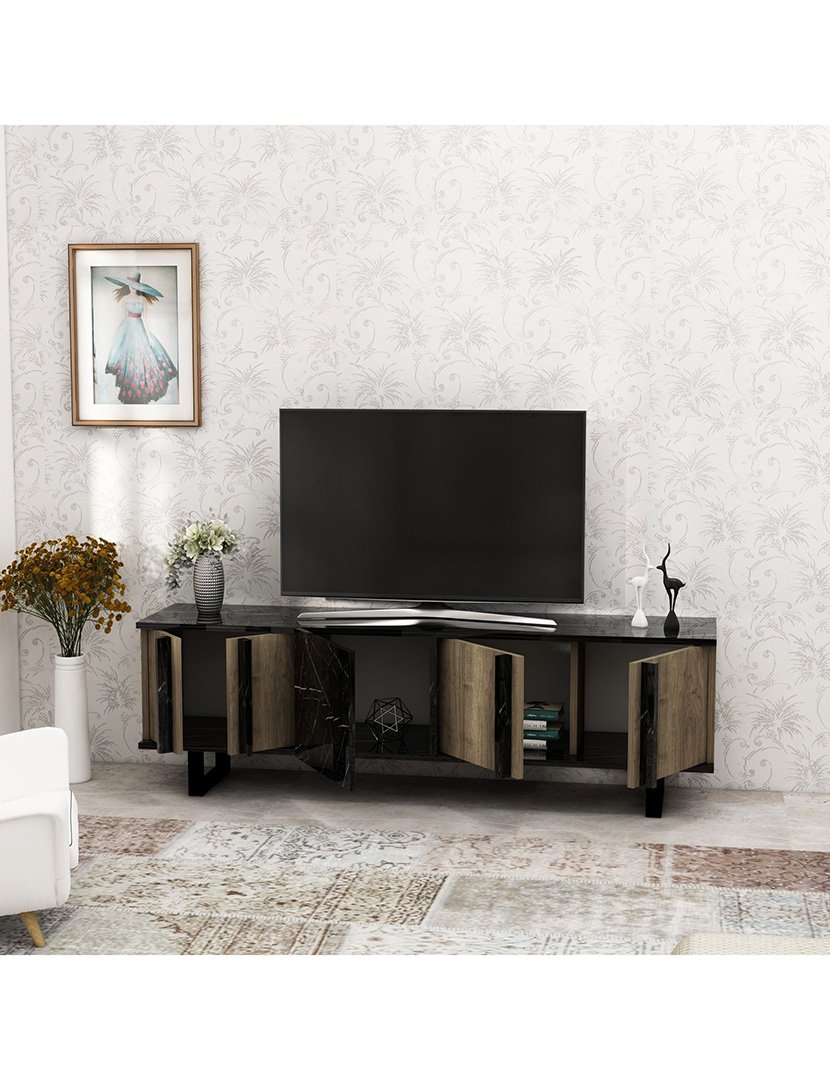 Móvel de TV em melamina Castanho Nogueira