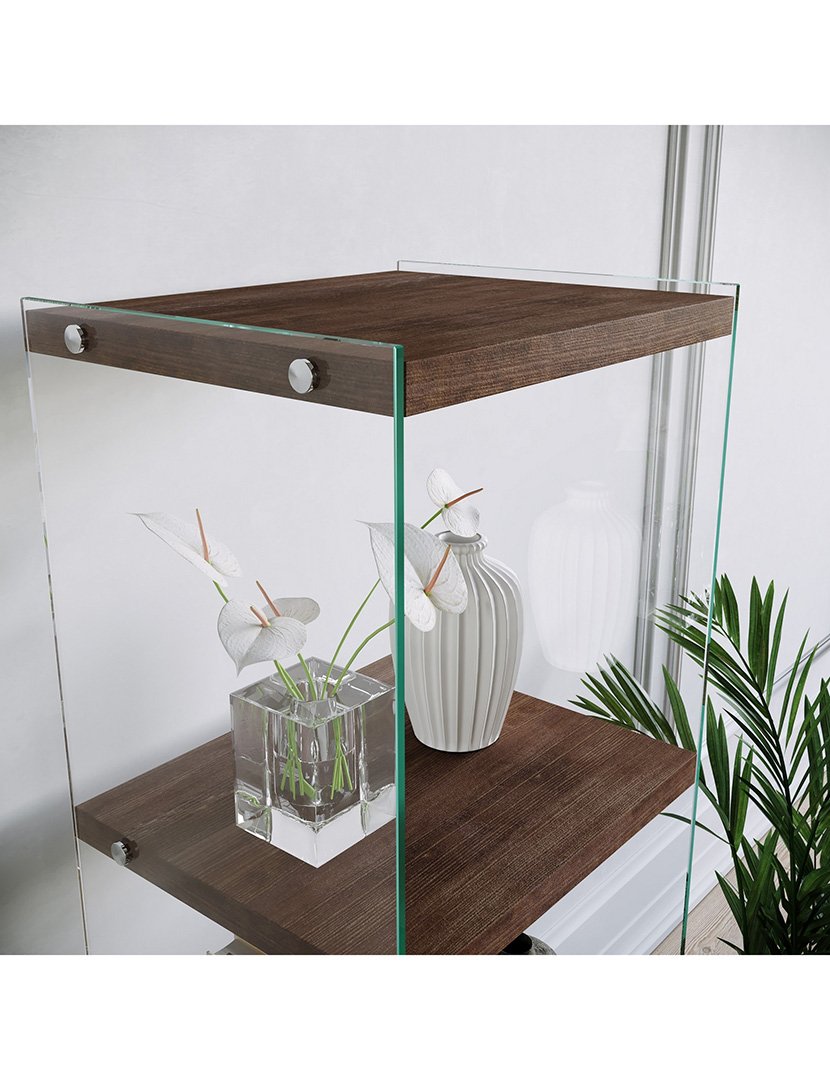 Estante de livros de madeira Nogueira