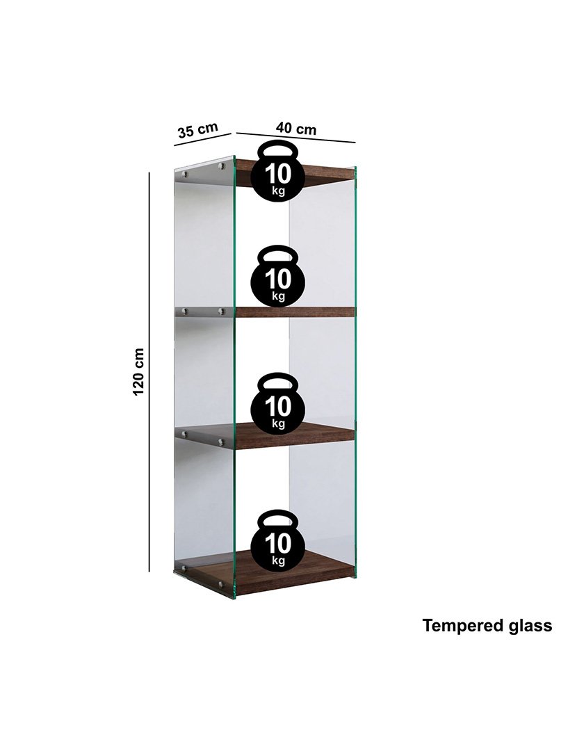 Estante de livros de madeira Nogueira