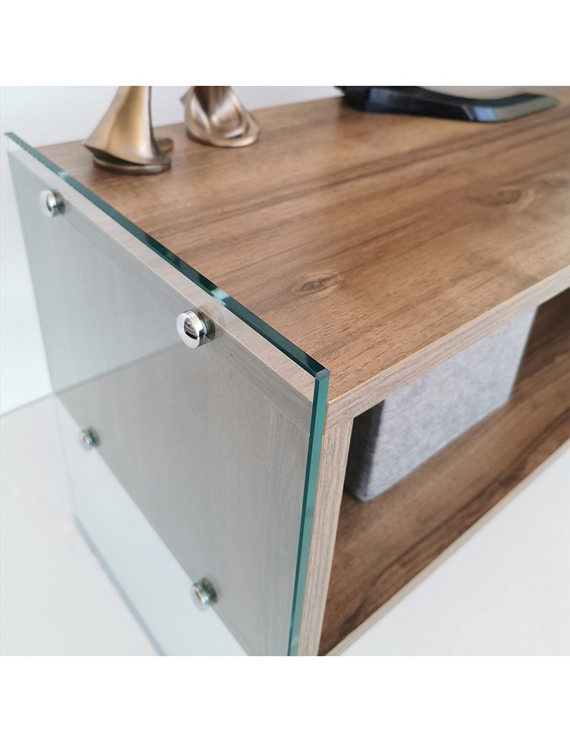 Mesa de TV em melamina Castanho Nogueira