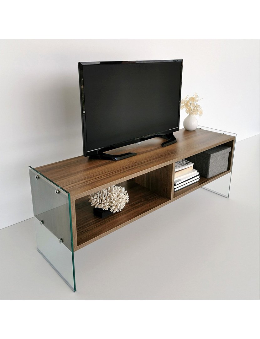 Mesa de TV em melamina Castanho Nogueira
