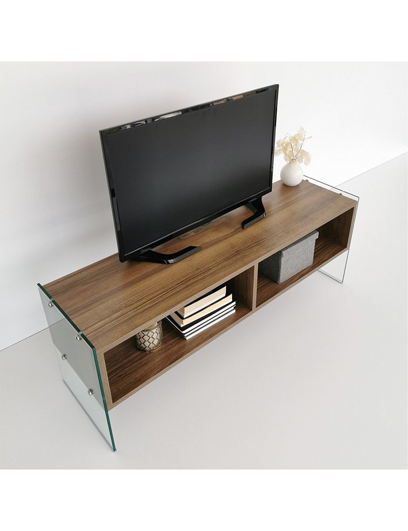 Mesa de TV em melamina Castanho Nogueira