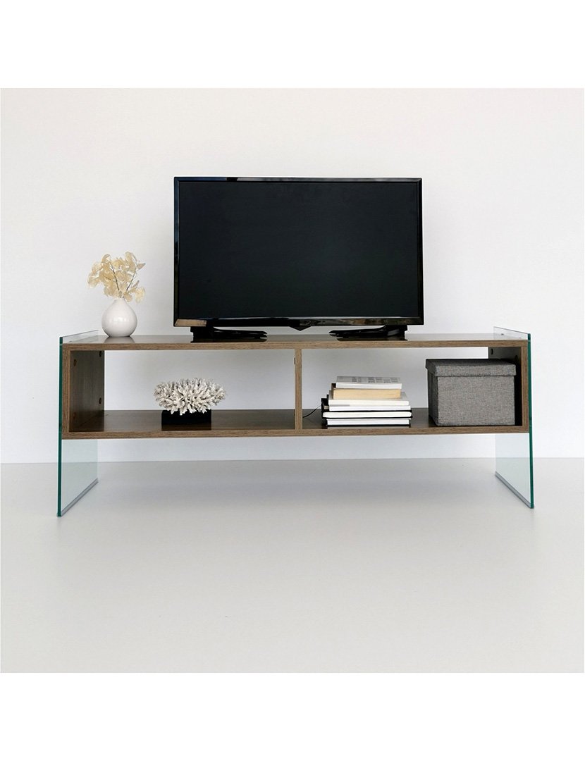 Mesa de TV em melamina Castanho Nogueira
