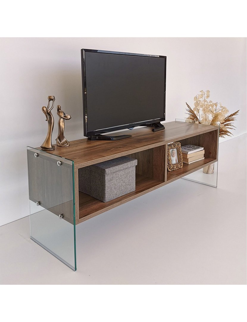 Mesa de TV em melamina Castanho Nogueira